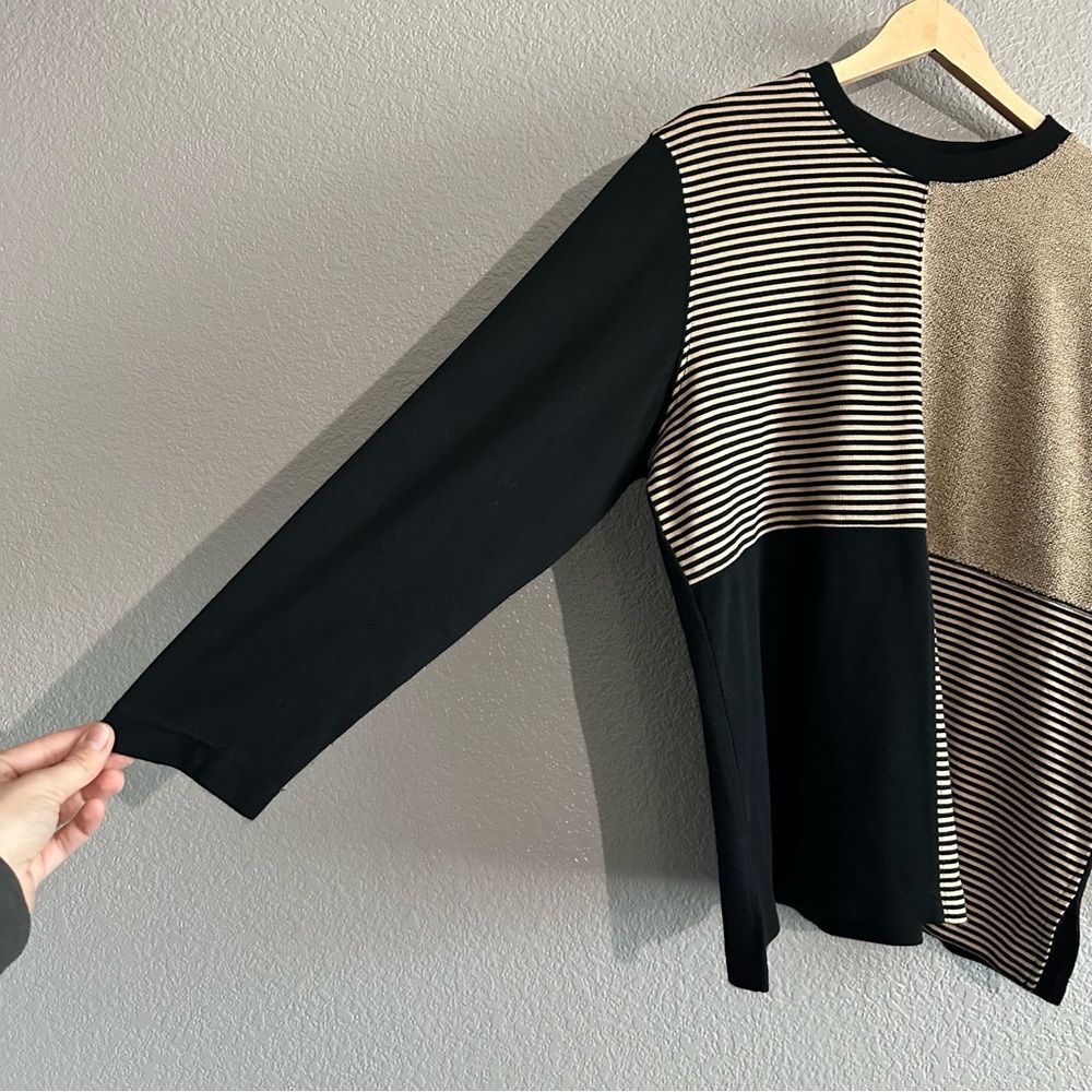 Vtg Patterned Sweater Long Sleeve Sz XL Stripe Terry Checker Square Color Block - Picture 2 of 7